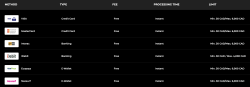 Deposit Methods N1 Casino